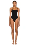 Hunza G Pamela Square-neck Crinkle-knit Swimsuit In Black