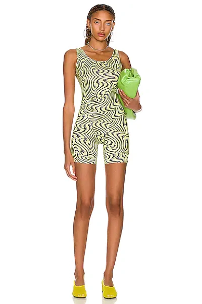 Maisie Wilen Swirl-print Sleeveless Playsuit In Vortex Yellow