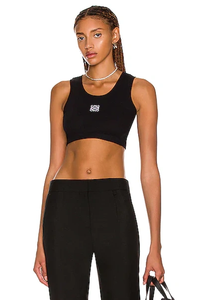 Loewe Cropped Embroidered Ribbed Stretch-cotton Jersey Tank In Black