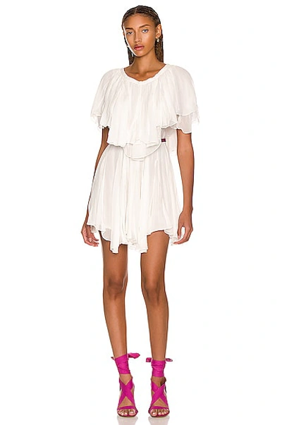 Isabel Marant Amelie Flutter-sleeve Crinkle Silk Mini Dress In White