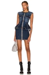 Givenchy Square-neck Peplum Denim Mini Dress In Medium Blue