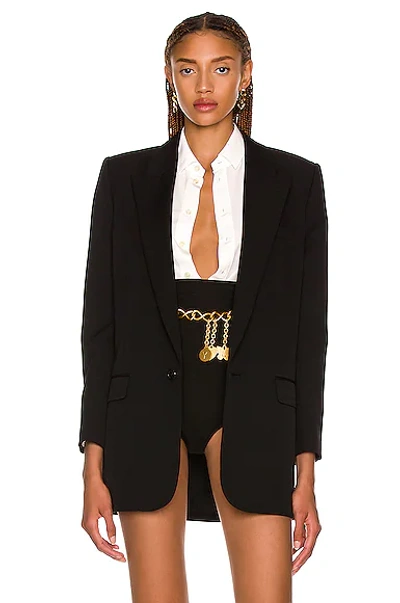 Saint Laurent Single-breasted Wool-gabardine Jacket In Black