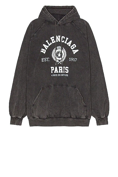 Balenciaga Man Black College 1917 Oversize Hoodie In 1000 | ModeSens