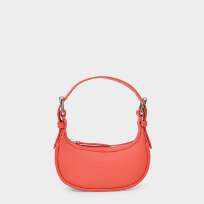 By Far Mini Soho Coral Flat Grain Leather In Red
