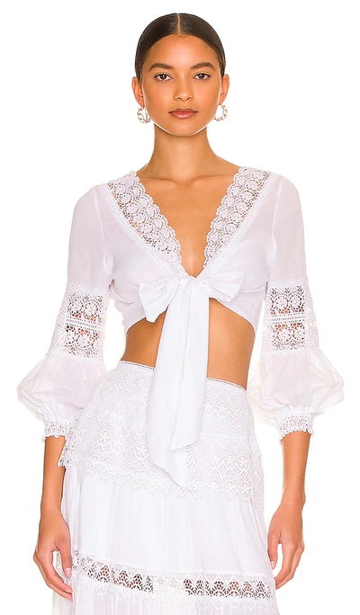 Charo Ruiz Vania Lace-trim Knotted Blouse In White