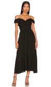 Vince Off Shoulder Twist Front Dress In Black