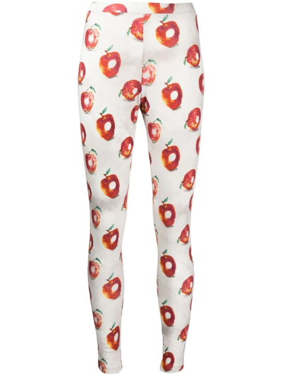 Undercover Apple-print Cotton Leggings In Grey