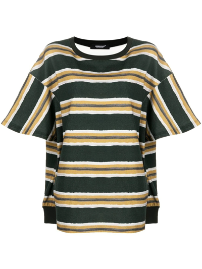 Undercover Oversize Striped T-shirt In Green