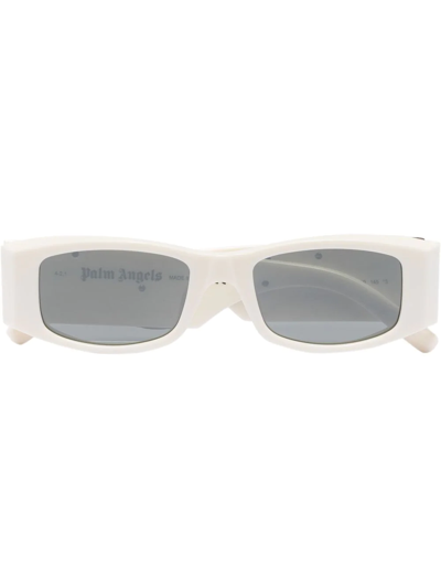 Palm Angels White Angel Rectangular Sunglasses In 0172 Antique White