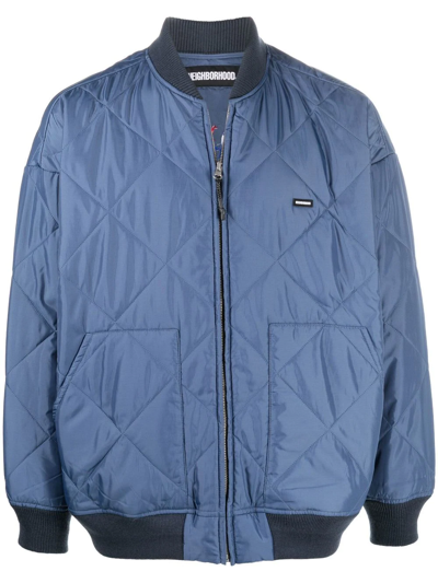 Neighborhood Embroidered-design Quilted Jacket In Blue