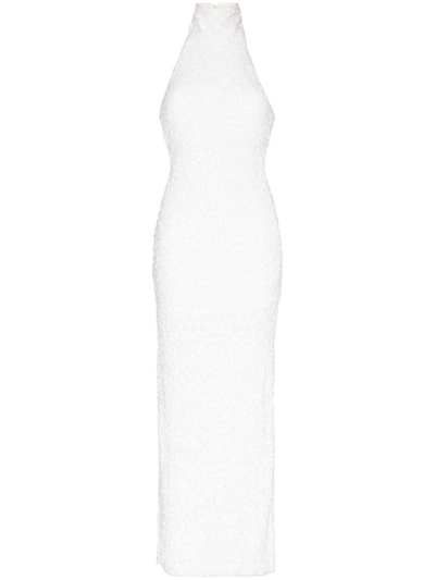 Rotate Birger Christensen Kasia Sequinned Floor-length Dress In White