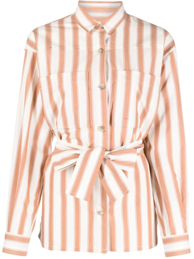 Closed Lela Belted Striped Shirt In Gold Earth