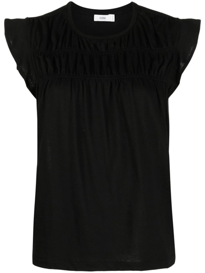 Closed Round Neck Cotton T-shirt In Black