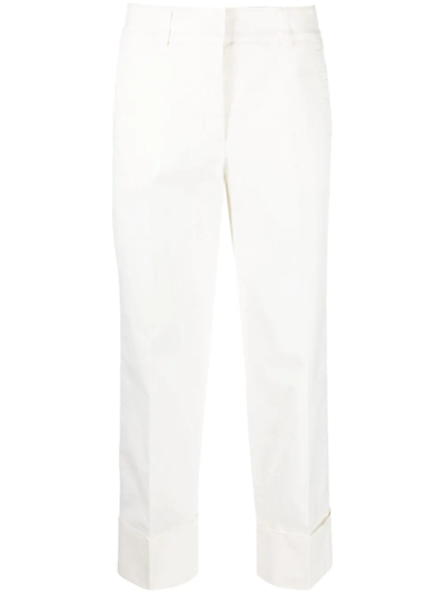 Peserico Cropped Straight-leg Trousers In White