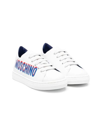 Moschino Kids' Side Logo-print Detail Sneakers In White