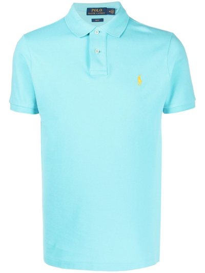 Polo Ralph Lauren Embroidered Logo Polo Shirt In Light Blue