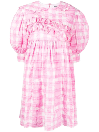 Vivetta Gingham-print Puff-fleece Dress In Pink