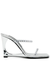 Les Petits Joueurs Lucas 110mm Crystal-embellished Sandals In Silver