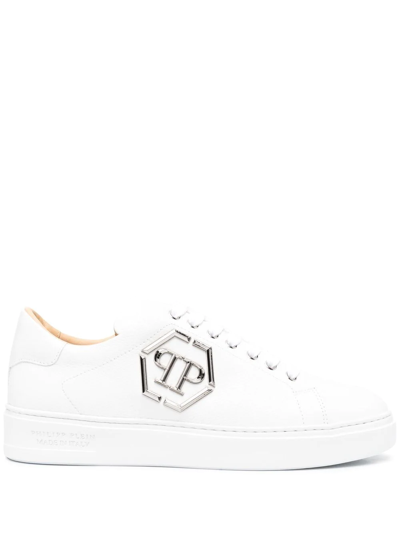 Philipp Plein Side Logo-plaque Detail Sneakers In White