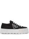 Prada Double Wheel Low-top Sneakers In Black
