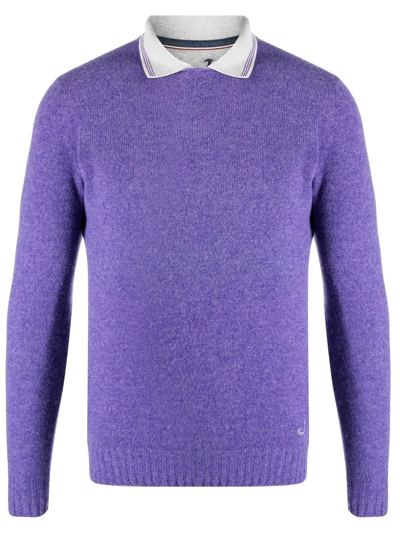 Jacob Cohen Polo-collar Cotton Sweatshirt In Purple