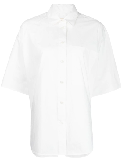 Lee Mathews Short-sleeved Cotton Shirt In White