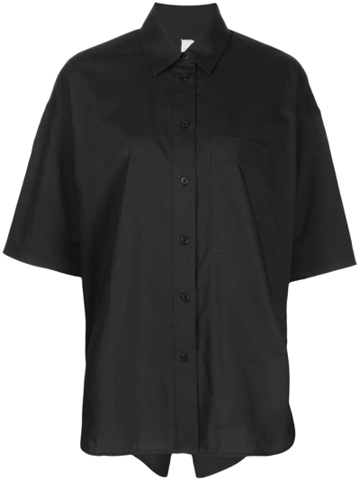 Lee Mathews Short-sleeved Cotton Shirt In Black
