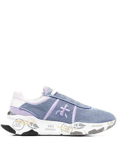 Premiata Buff Embroidered-logo Sneakers In Blue
