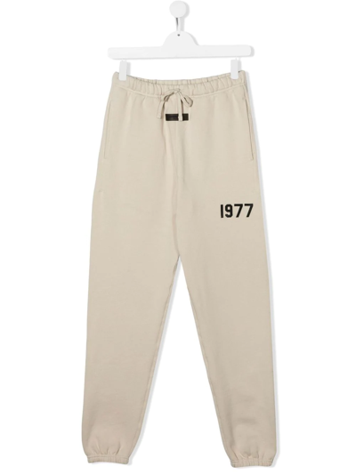 Essentials Kids' Logo Print Track Trousers In Neutrals