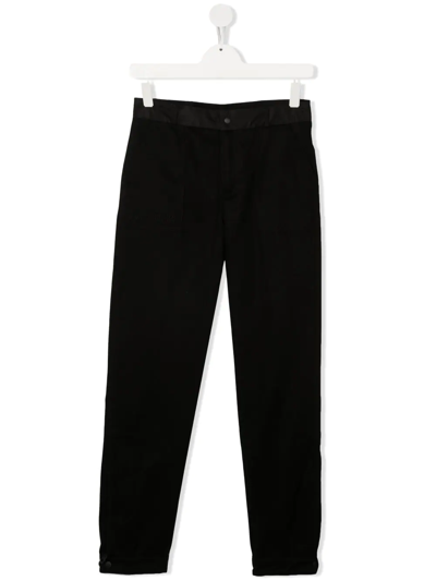 Moncler Teen Logo-patch Slim-cut Trousers In Black