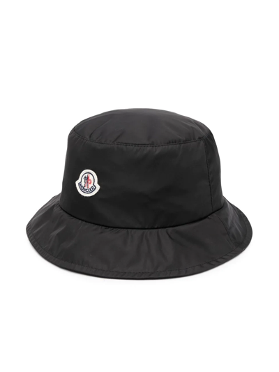 Moncler Kids' Logo-patch Bucket Hat In Black