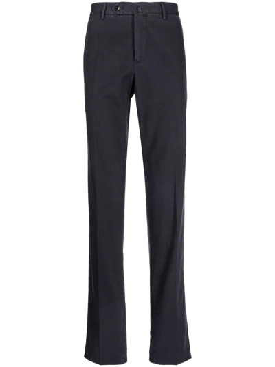 Pt Torino Pressed-crease Four-pocket Chinos In Blue
