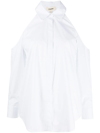 L'agence Morgan Cotton-blend Cold-shoulder Shirt In White