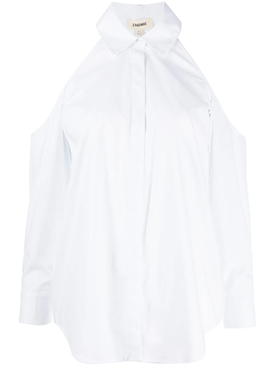 L'agence Morgan Cotton-blend Cold-shoulder Shirt In White