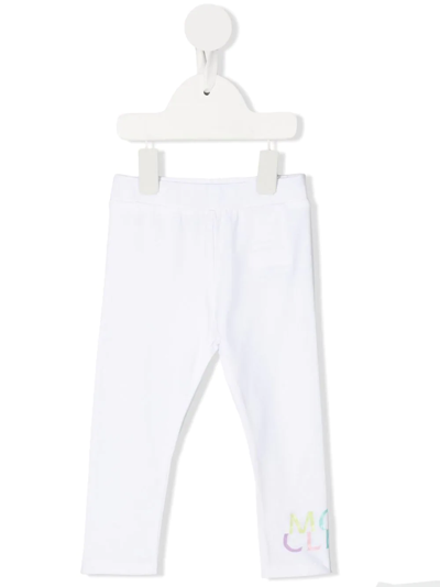 Moncler Babies' Logo印花棉打底裤 In Bianco