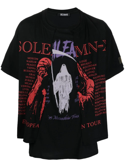 Raf Simons Graphic-print Layered T-shirt In Black