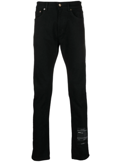 Prps Logo-patch Slim-cut Trousers In Black