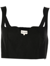 Mara Hoffman Jini Cropped Shirred Tencel™ Lyocell And Linen-blend Top In Black