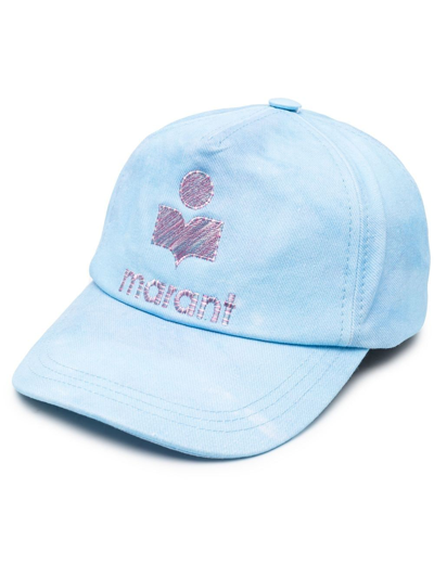 Isabel Marant Tyron Logo刺绣棉质棒球帽 In Blue