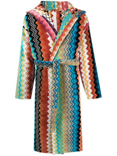 Missoni Giacomo Belted Hooded Bathrobe In Multi