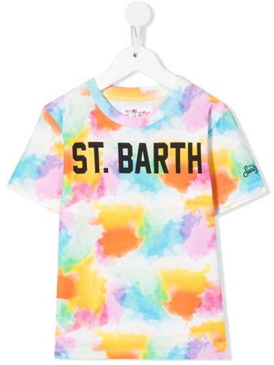Mc2 Saint Barth Kids' Tie Dye-print Short-sleeved T-shirt In Orange