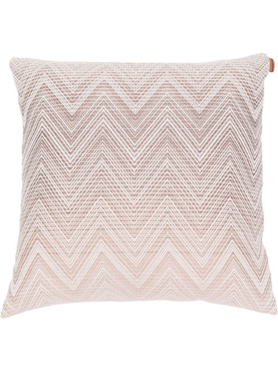 Missoni Zigzag-pattern Wool Cushion In Neutrals