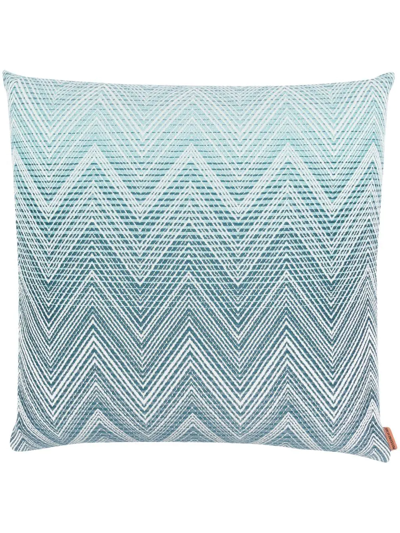 Missoni Zigzag-pattern Wool Cushion In Blue