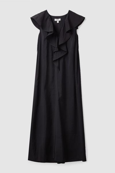 Cos Ruffled Maxi Dress (petite) In Black