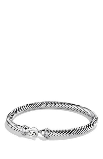 David Yurman Cable Buckle Bracelet With Diamonds, 5mm In Silver