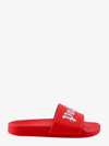 Palm Angels Red And White Logo Print Rubber Slides In Red