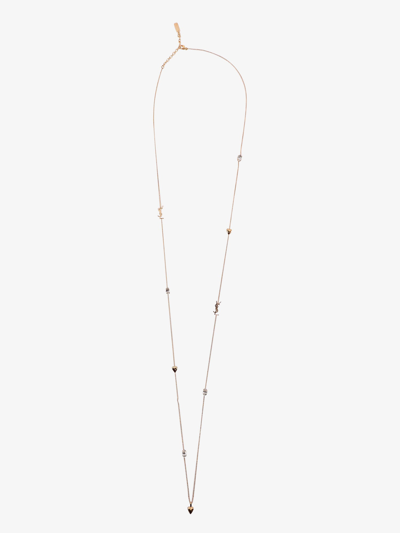 Saint Laurent Long Heart Pendant Necklace In Gold
