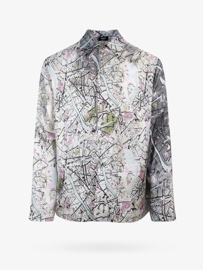 Fendi Map Silk Shirt In Grey