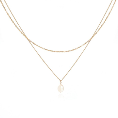 Ella Palm Alexandra Pearl Layered 14k Gold Necklace