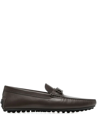 Tod's Logo Plaque Loafers In Black